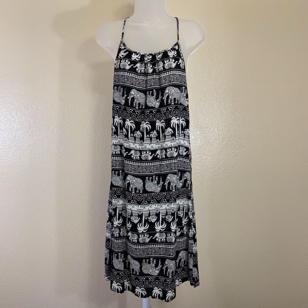 Black Dress elephant Print Women’s Medium M